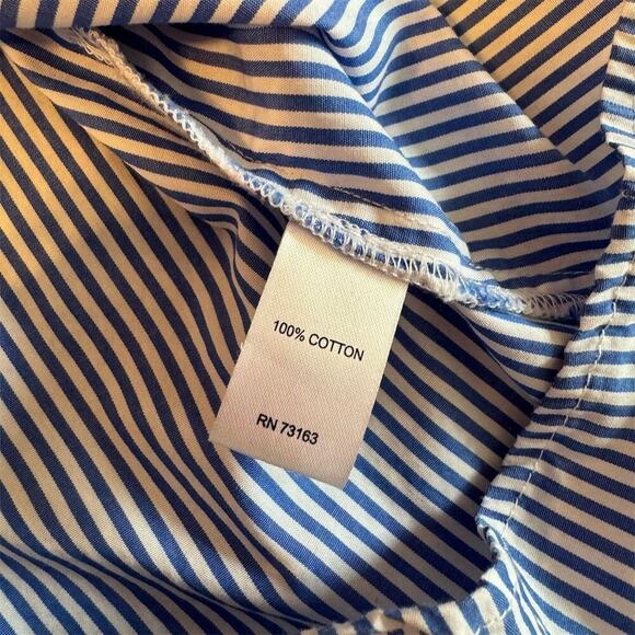 Cupio Womens Stripe Off-Shoulder Blouse Large Blue Bell Sleeve Nautical Preppy - Picture 3 of 6